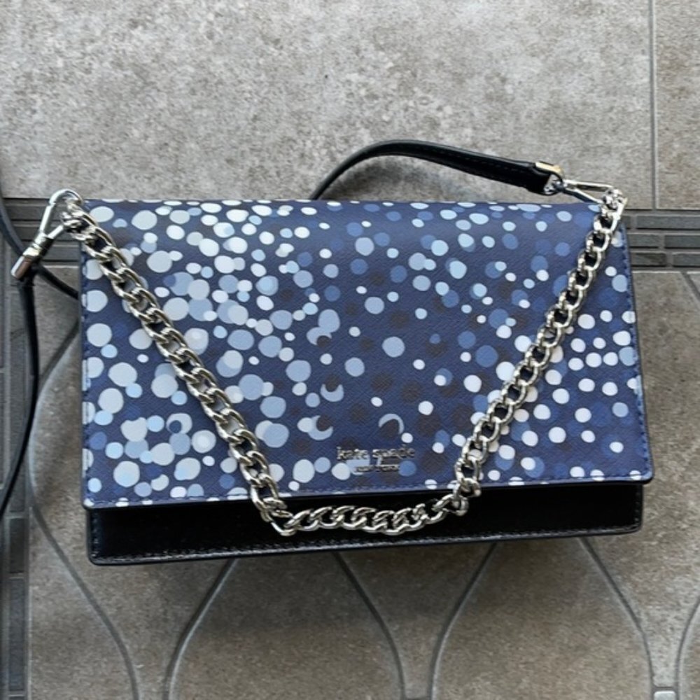 Kate Spade Cameron Convertible Crossbody Black with Multi-Colored Dots